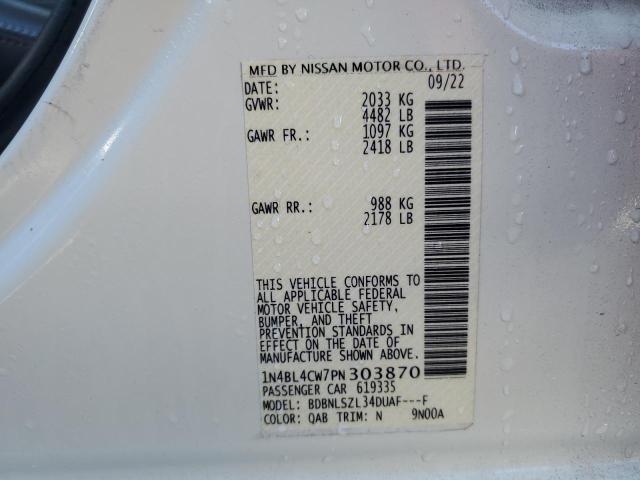 1N4BL4CW7PN303870 - 2023 NISSAN ALTIMA SR WHITE photo 13