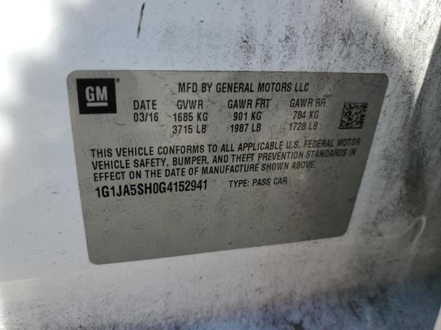 1G1JA5SH0G4152941 - 2016 CHEVROLET SONIC LS 白色 照片 12