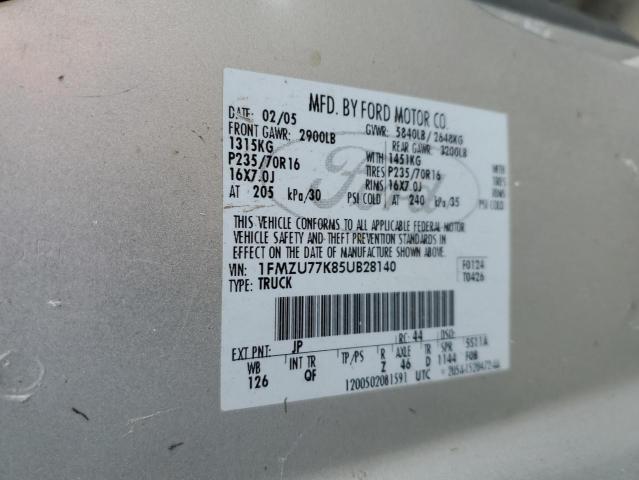 1FMZU77K85UB28140 - 2005 FORD EXPLORER S SILVER photo 12