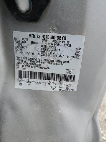 1FTWF30Y26EB09460 - 2006 FORD F350 SRW SUPER DUTY GRAY photo 10