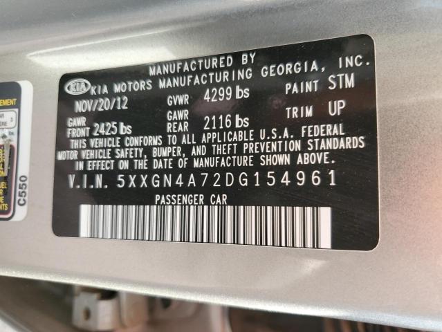 5XXGN4A72DG154961 - 2013 KIA OPTIMA EX SILVER photo 13