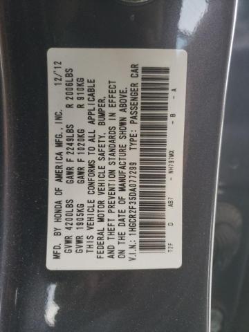 1HGCR2F35DA077299 - 2013 HONDA ACCORD LX GRAY photo 12