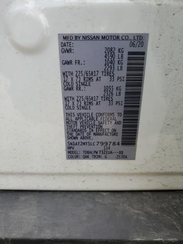 5N1AT2MT5LC799784 - 2020 NISSAN ROGUE S WHITE photo 13