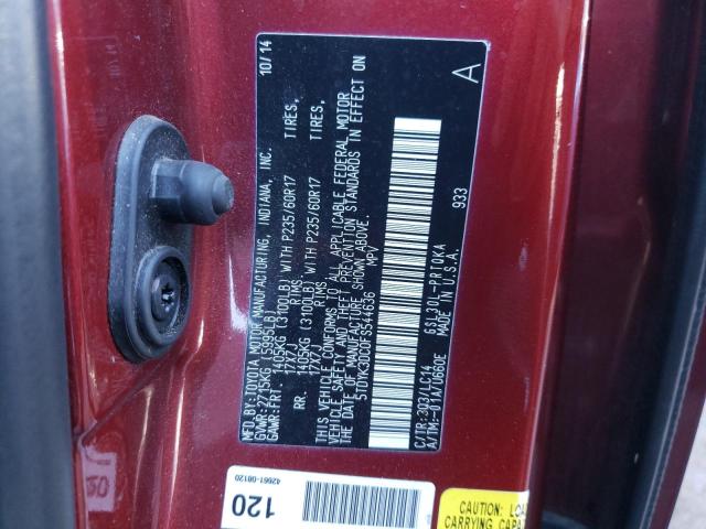 5TDYK3DC0FS544636 - 2015 TOYOTA SIENNA XLE RED photo 13