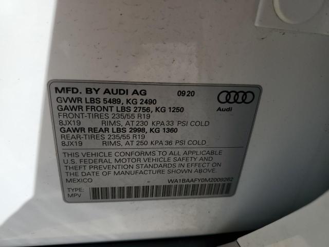 WA1BAAFY0M2009262 - 2021 AUDI Q5 PREMIUM PLUS WHITE photo 13