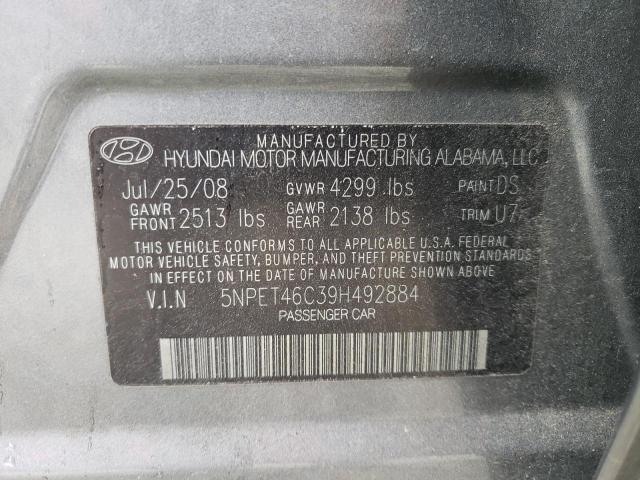 5NPET46C39H492884 - 2009 HYUNDAI SONATA GLS GRAY photo 13