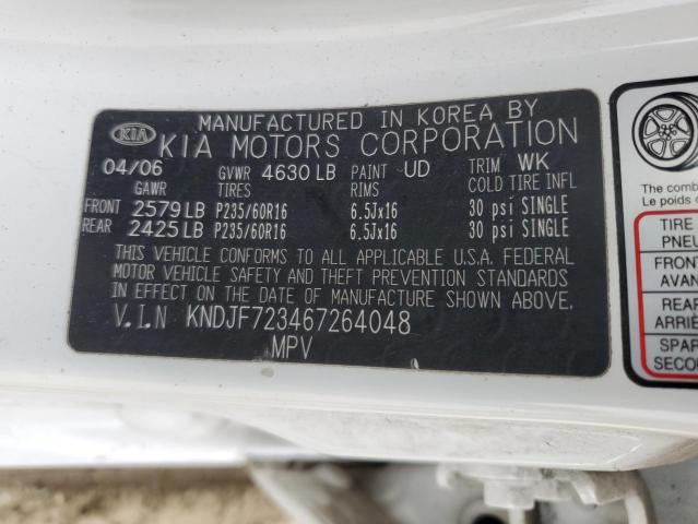 KNDJF723467264048 - 2006 KIA NEW SPORTA WHITE photo 13