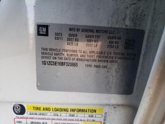 1G1ZC5E16BF320865 - 2011 CHEVROLET MALIBU 1LT WHITE photo 12