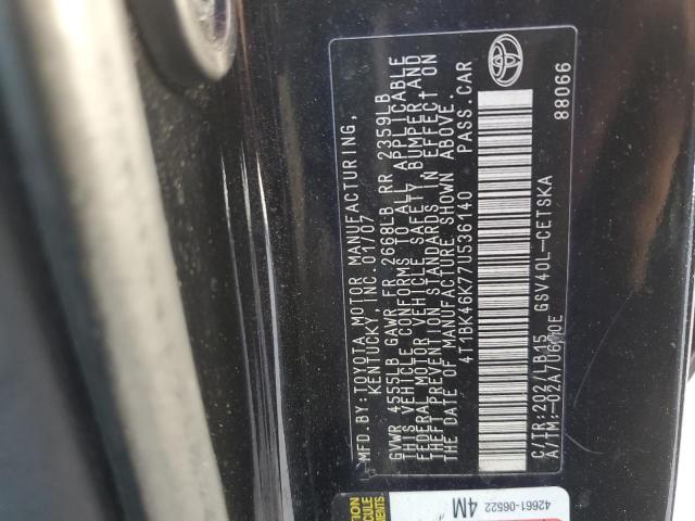 4T1BK46K77U536140 - 2007 TOYOTA CAMRY LE BLACK photo 13