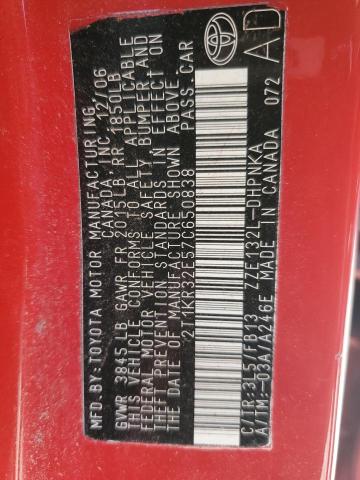 2T1KR32E57C650838 - 2007 TOYOTA COROLLA MA XR RED photo 12