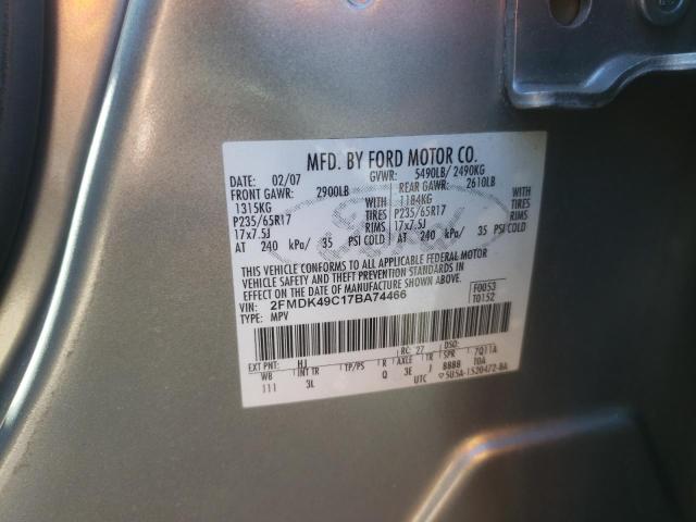 2FMDK49C17BA74466 - 2007 FORD EDGE SEL PLUS SILVER photo 12