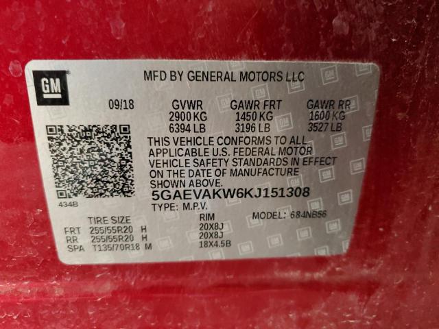 5GAEVAKW6KJ151308 - 2019 BUICK ENCLAVE ESSENCE أحمر صورة 14