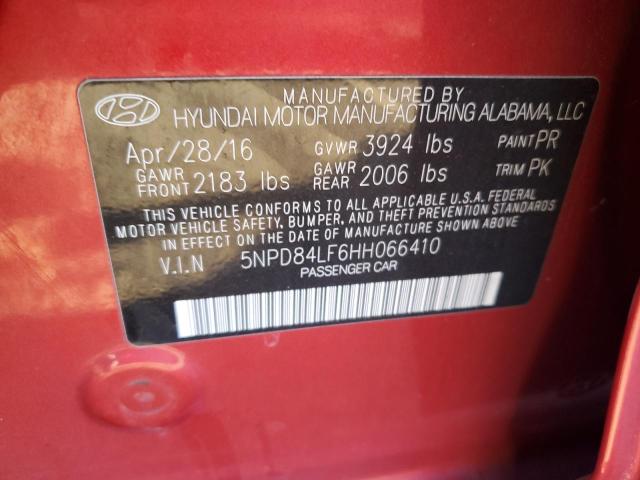 5NPD84LF6HH066410 - 2017 HYUNDAI ELANTRA SE RED photo 12