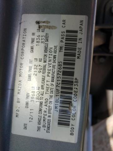 JM1BL1UF7C1572685 - 2012 MAZDA 3 I SILVER photo 12