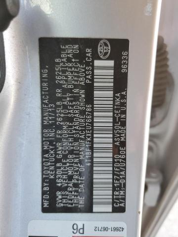 4T1BF1FKXEU766786 - 2014 TOYOTA CAMRY L SILVER photo 13