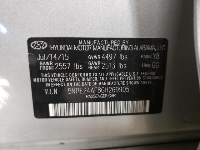 5NPE24AF8GH269905 - 2016 HYUNDAI SONATA SE SILVER photo 13