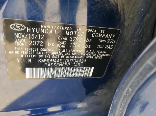 KMHDH4AE1DU704424 - 2013 HYUNDAI ELANTRA GLS BLUE photo 10