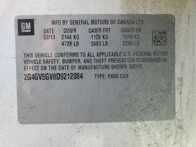 2G4GV5GV8D9212084 - 2013 BUICK REGAL GS Ақ фото 13