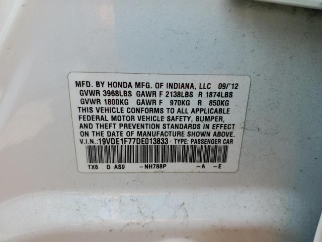 19VDE1F77DE013833 - 2013 ACURA ILX 20 TECH WHITE photo 12