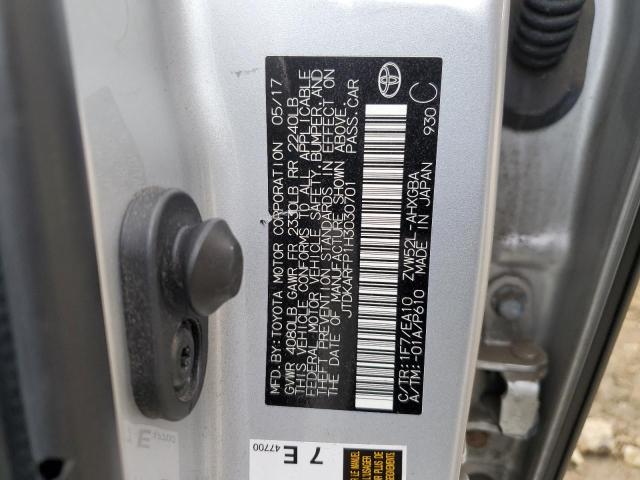 JTDKARFP1H3030701 - 2017 TOYOTA PRIUS PRIM 银色 照片 12