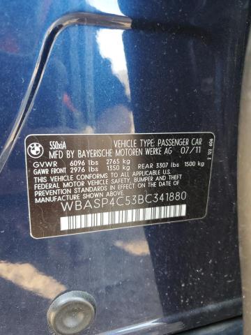 WBASP4C53BC341880 - 2011 BMW 550 XIGT BLUE photo 12