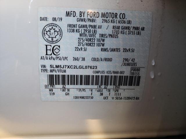 5LM5J7XC2LGL07623 - 2020 LINCOLN AVIATOR RESERVE WHITE photo 13