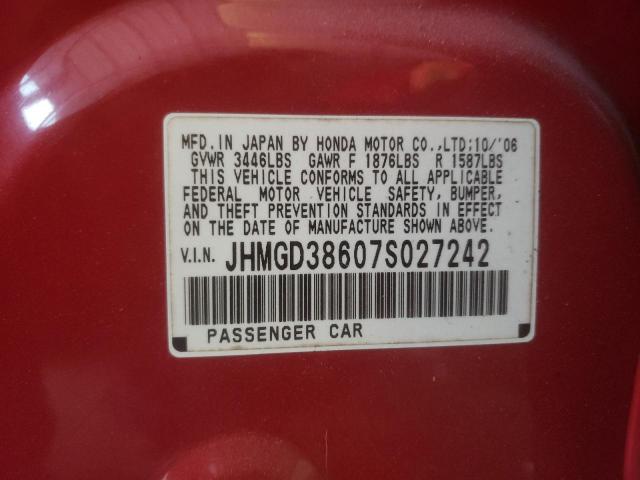 JHMGD38607S027242 - 2007 HONDA FIT S 红色 照片 12