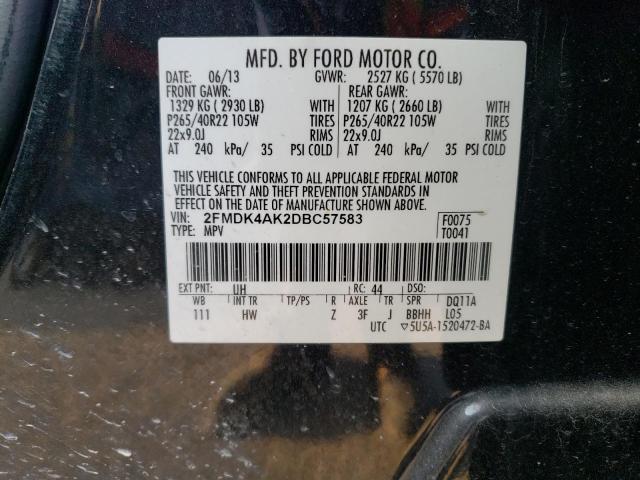 2FMDK4AK2DBC57583 - 2013 FORD EDGE SPORT BLACK photo 13