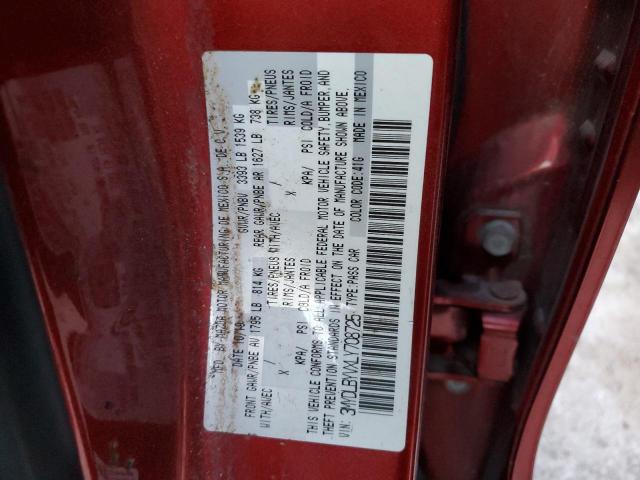 3MYDLBYVXLY708725 - 2020 TOYOTA YARIS L RED photo 12