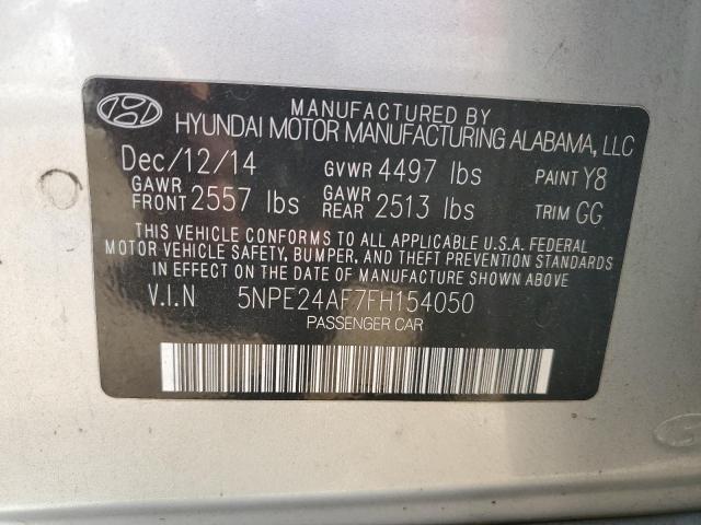 5NPE24AF7FH154050 - 2015 HYUNDAI SONATA SE SILVER photo 12