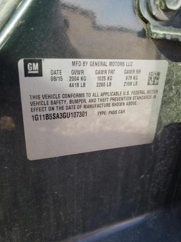 1G11B5SA3GU107301 - 2016 CHEVROLET MALIBU LIM LS შავი ფოტო 12