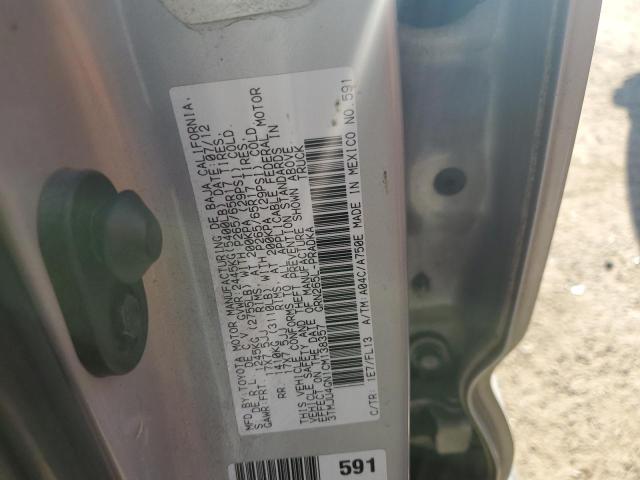 3TMJU4GN1CM138357 - 2012 TOYOTA TACOMA DOUBLE CAB PRERUNNER SILVER photo 12