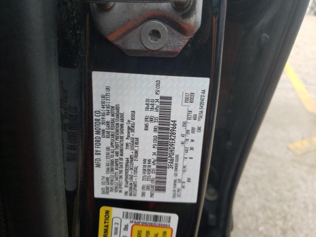 3FA6P0HD9ER289664 - 2014 FORD FUSION SE BLACK photo 13