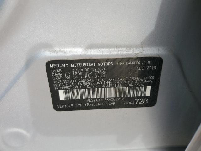 ML32A3HJ3KH007262 - 2019 MITSUBISHI MIRAGE ES SILVER photo 12