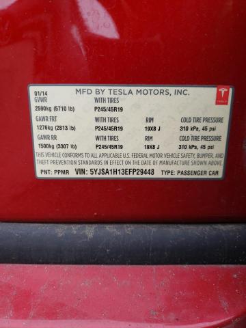 5YJSA1H13EFP29448 - 2014 TESLA MODEL S Կարմիր լուսանկար 12