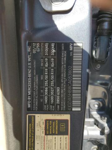 4JGDA5HB8CA053802 - 2012 MERCEDES-BENZ ML 350 4MATIC CHARCOAL photo 13