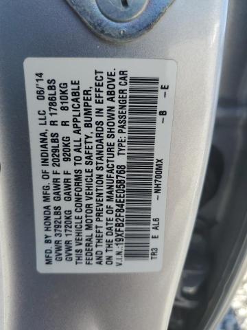 19XFB2F84EE058768 - 2014 HONDA CIVIC EX SILVER photo 12