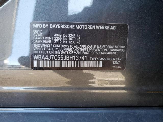 WBA4J7C55JBH13741 - 2018 BMW 440XI GRAN COUPE GRAY photo 12