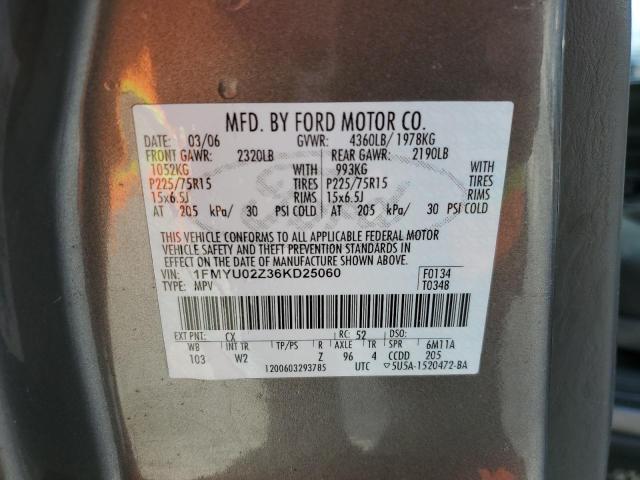 1FMYU02Z36KD25060 - 2006 FORD ESCAPE XLS CHARCOAL photo 13