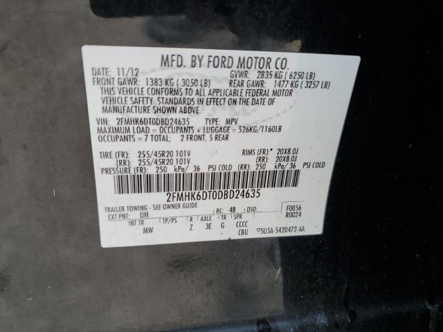 2FMHK6DT0DBD24635 - 2013 FORD FLEX LIMITED BLACK photo 13