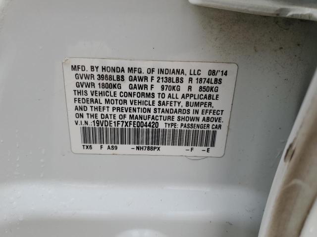 19VDE1F7XFE004420 - 2015 ACURA ILX 20 TECH WHITE photo 12