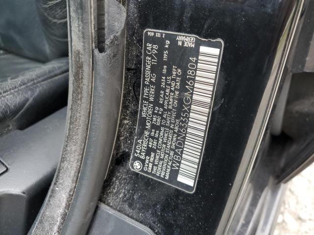 WBADN6335XGM61804 - 1999 BMW 540 I AUTOMATIC BLACK photo 12