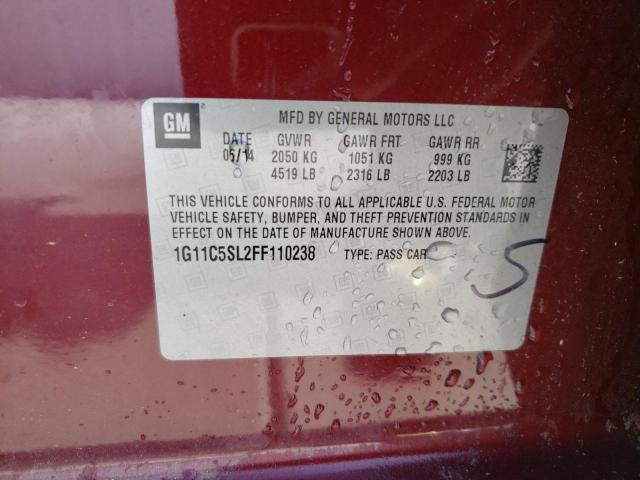 1G11C5SL2FF110238 - 2015 CHEVROLET MALIBU 1LT 栗色 照片 12