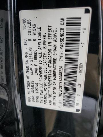 1HGCP26399A048224 - 2009 HONDA ACCORD LX BLACK photo 12