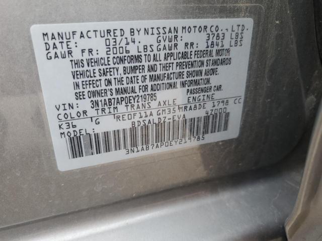 3N1AB7AP0EY219785 - 2014 NISSAN SENTRA S SILVER photo 12