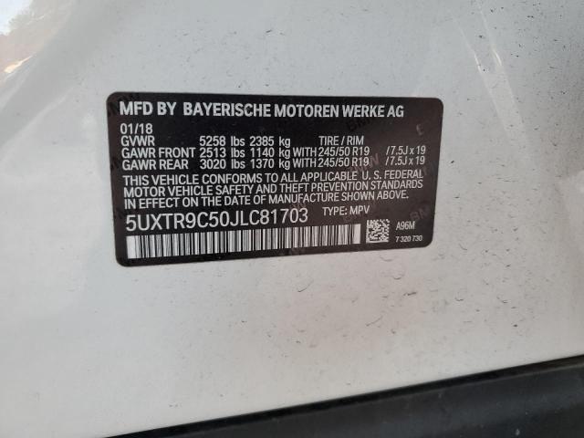 5UXTR9C50JLC81703 - 2018 BMW X3 XDRIVE30I WHITE photo 12