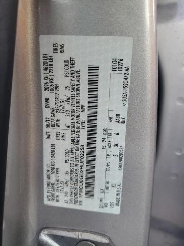 1FMCU0GD2HUF02258 - 2017 FORD ESCAPE SE SILVER photo 12