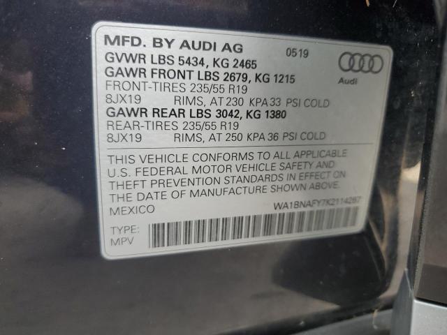 WA1BNAFY7K2114267 - 2019 AUDI Q5 PREMIUM PLUS BLUE photo 14