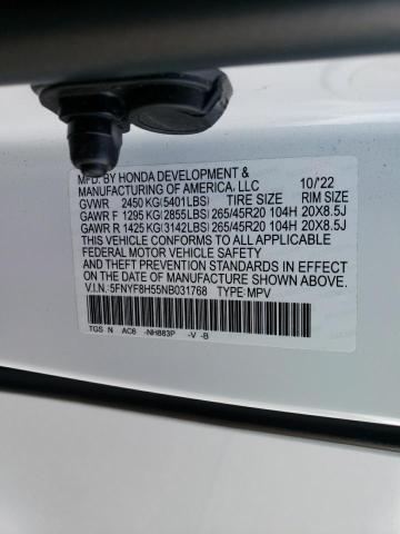 5FNYF8H55NB031768 - 2022 HONDA PASSPORT EXL თეთრი ფოტო 13