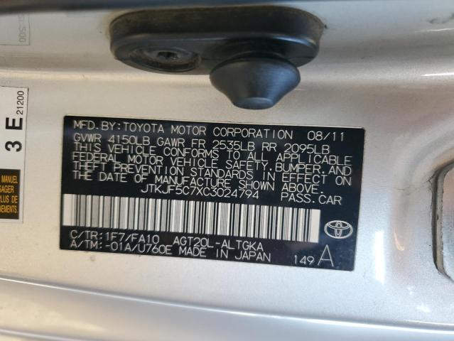 JTKJF5C7XC3024794 - 2012 TOYOTA SCION TC 银色 照片 13